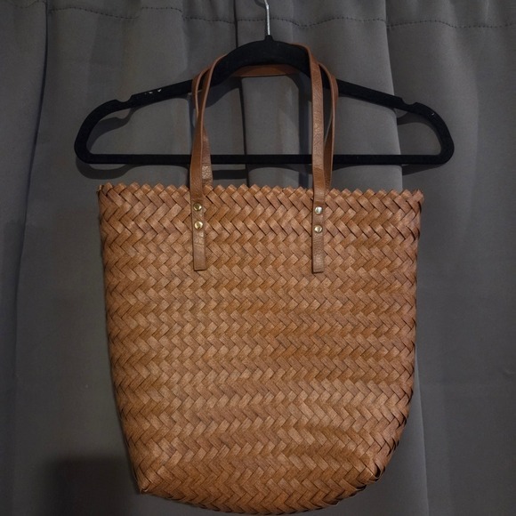 Handbags - Woven Straw Tote‎ Bag Tan Leather Handles Shopper Beach Everyday Carryall